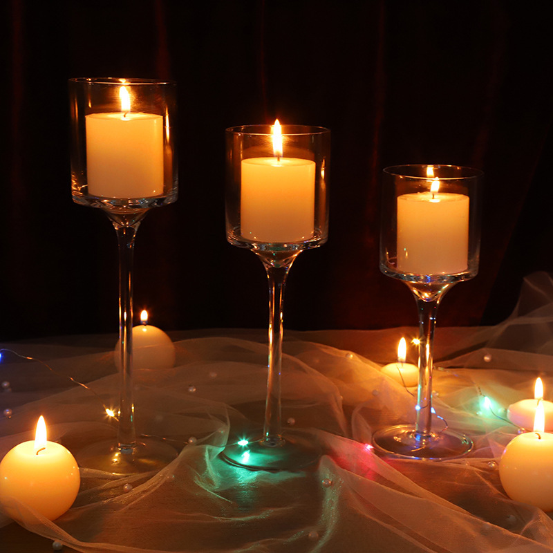 Wedding Decor Elegant Glass Wholesale Cheap Set of 3 Tealight Table Decorative Floating Stem Candle Holder For Wedding