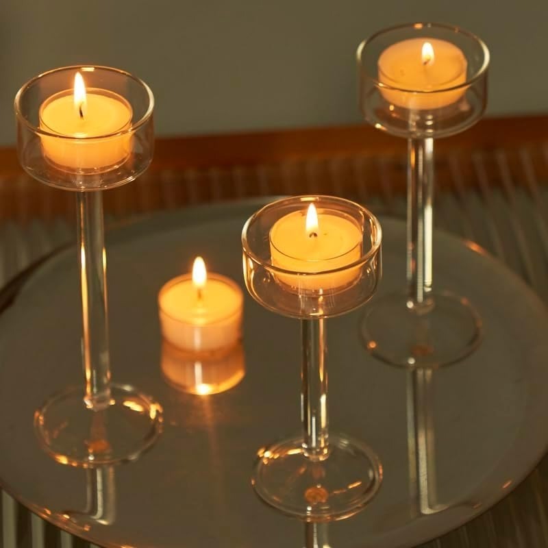 Party Decor Tall Glass Candlestick Tea Light High Candle Holders Elegant Clear Wedding Hurricane Glass Jar