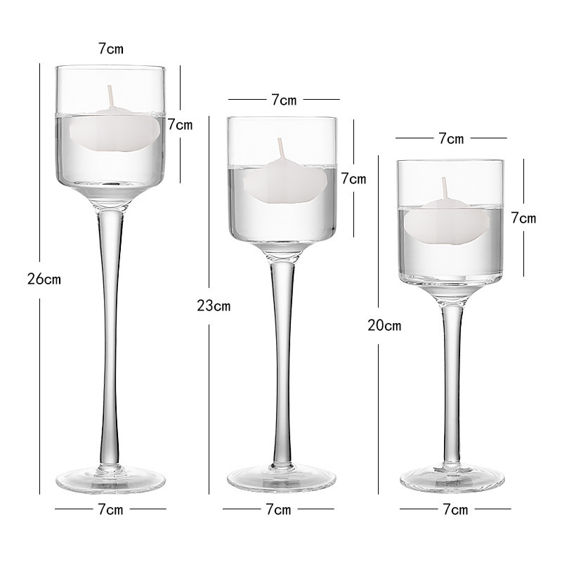 Wedding Decor Elegant Glass Wholesale Cheap Set of 3 Tealight Table Decorative Floating Stem Candle Holder For Wedding