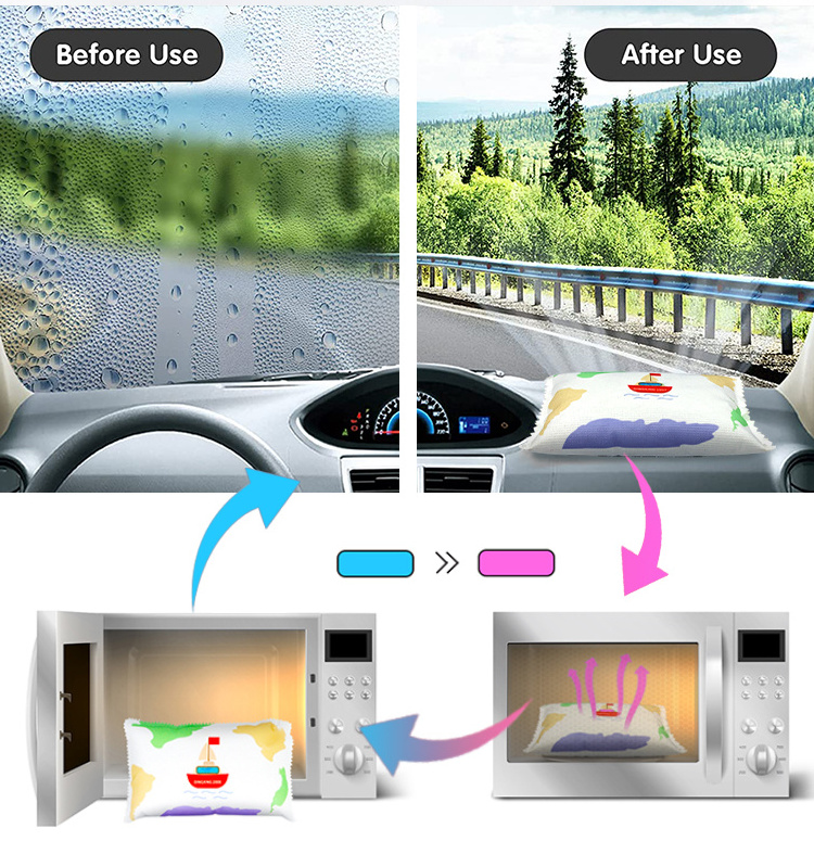 OEM Dehumidifier Private Label Indicating Moisture Absorber 100G 235G 350G 450G 1000G Reusable Car Interior Dehumidifier Bag