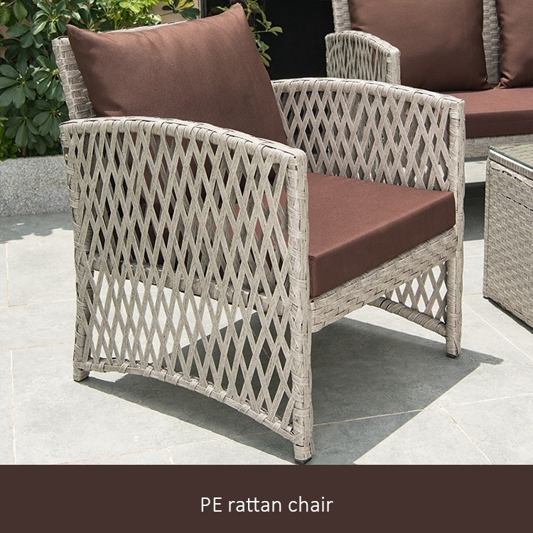 outdoor rattan furniture woven rope chair wicker garden sets weaving sofa with center table