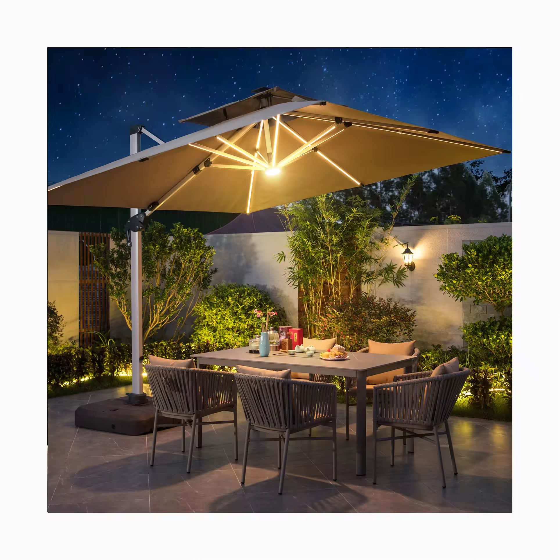 [MOJIA]Turkey 10CM Pole Strongest Outdoor Parasol Full Led Lamp Strip Cover Ribs Promotion A-mazon Popular Cantilever Umbrella