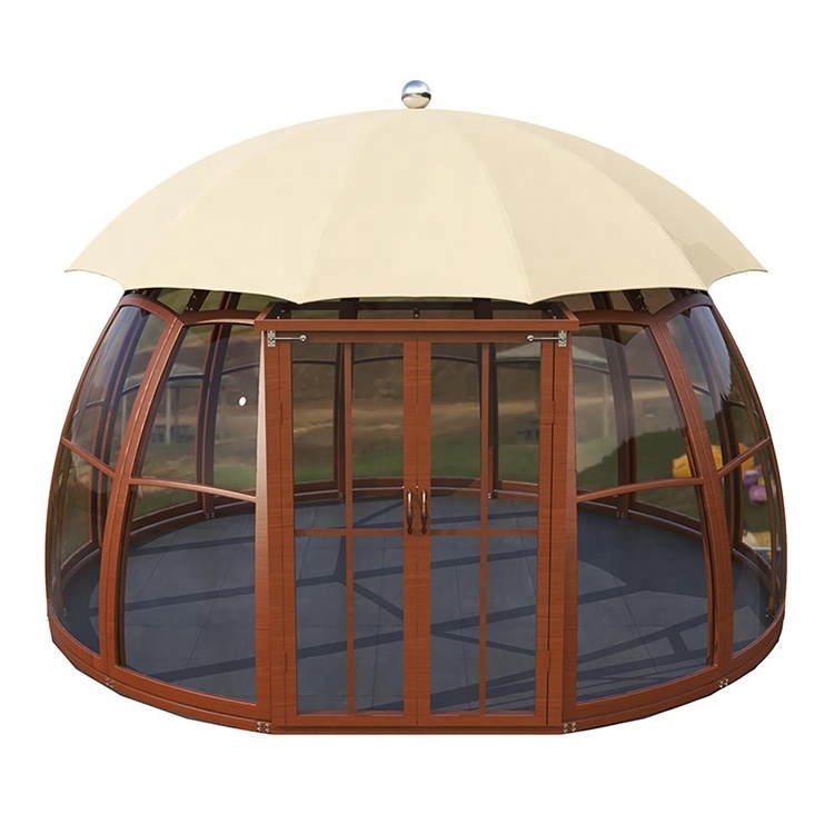 UFO shape gazebo outdoor aluminum garden polyester roof gazebo with PC Waterproof Board