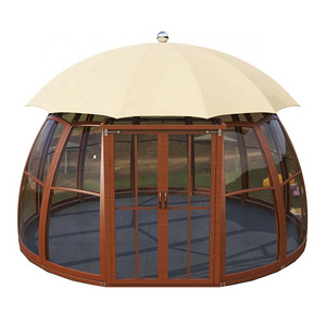 UFO shape gazebo outdoor aluminum garden polyester roof gazebo with PC Waterproof Board