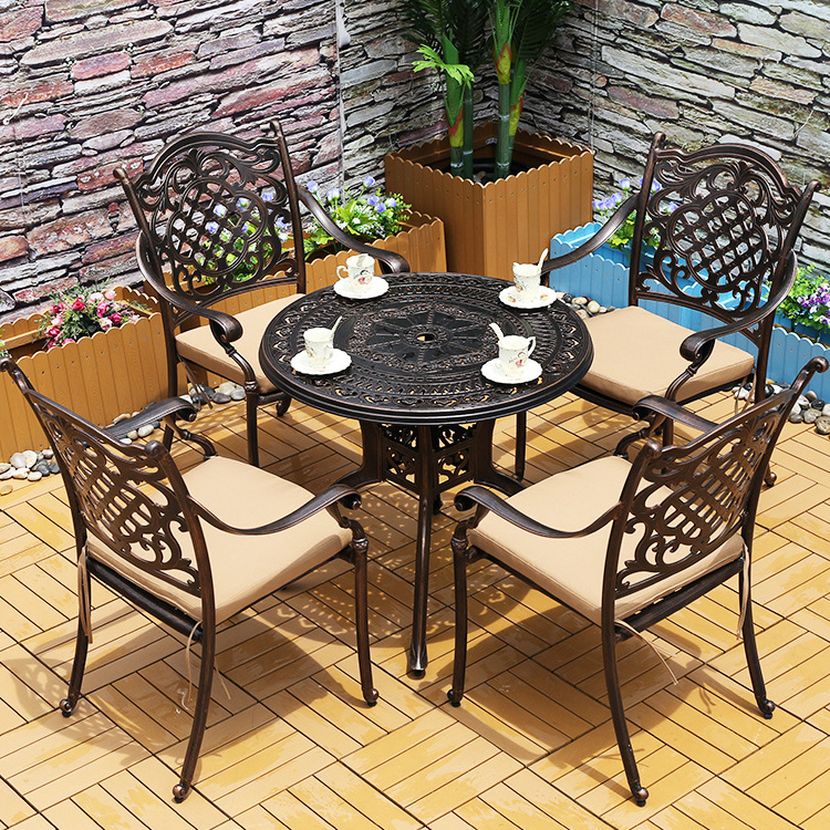 Cast aluminium alu vintage furniture outdoor cafeteria garden metal table