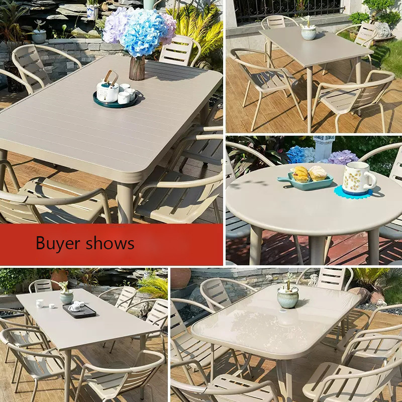 2023balcony furniture outdoor oversized garden aluminum bistro brushed dinning chairs and table 6pcs patio furniture table chair