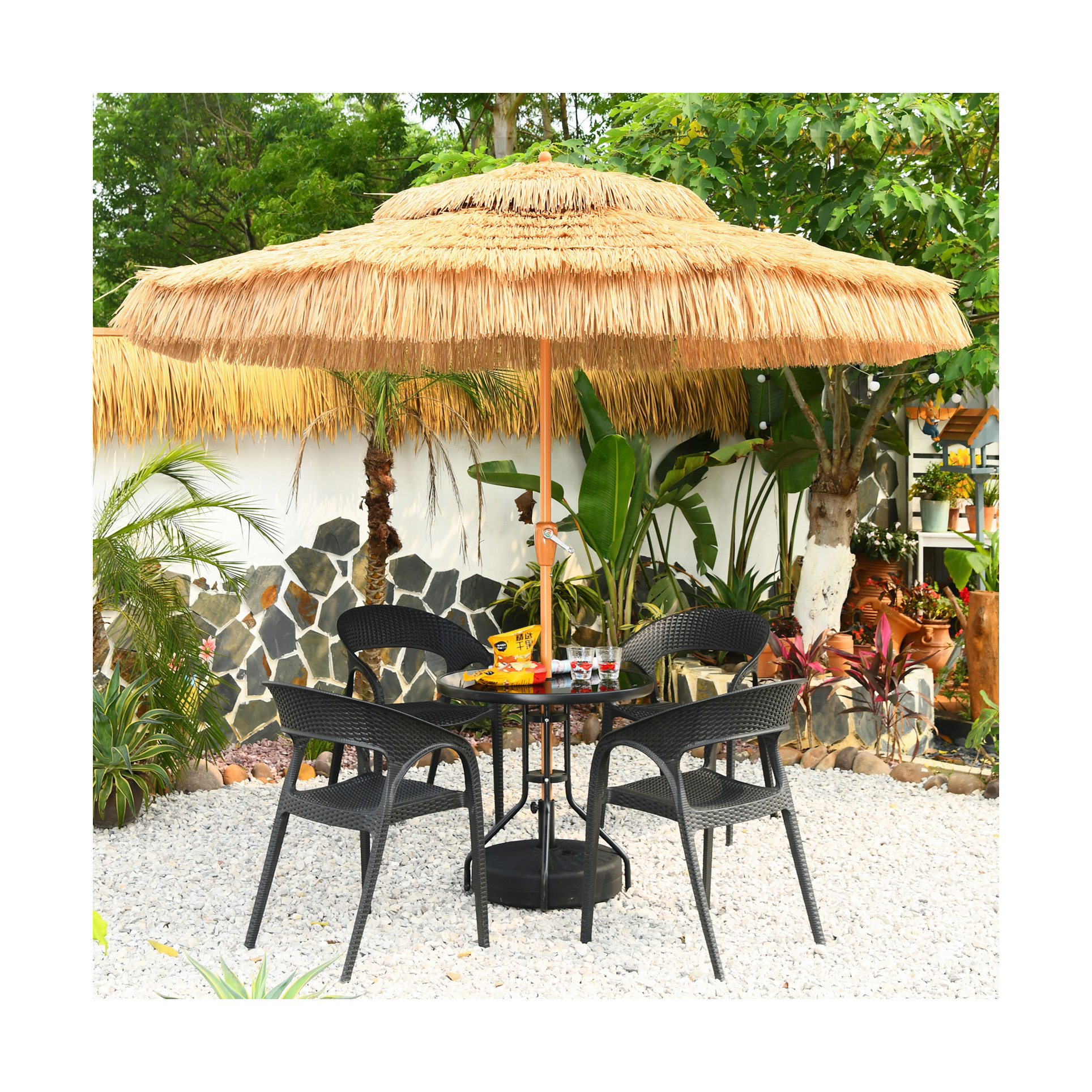 Outdoor Artificial Straw Paraguas Sunshade Big Umbrellas Garden Decoration Beach Parasol Straw Patio Umbrella