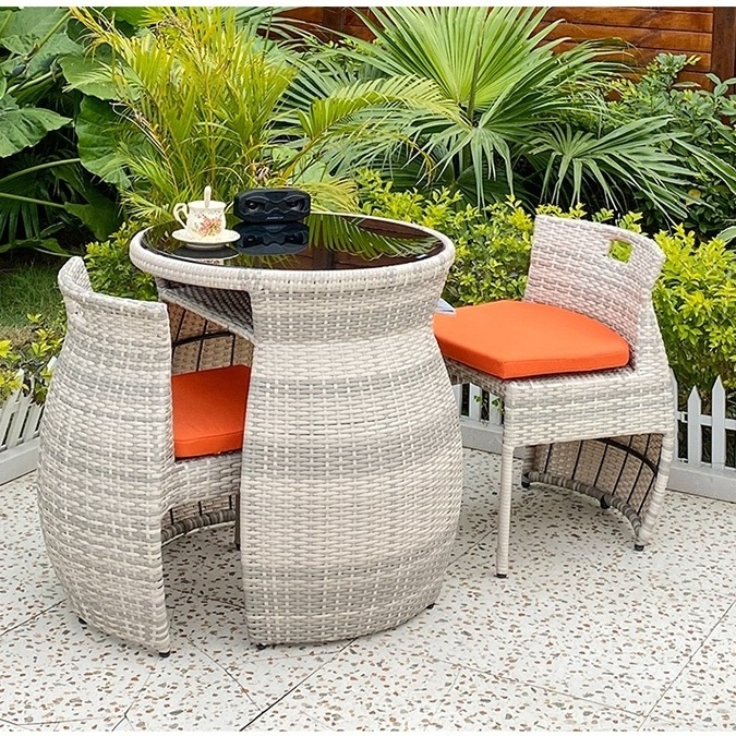 Simple Fashion Outdoor Furniture Rattan Wicker Chair Woven Set With Good Quality Cushion