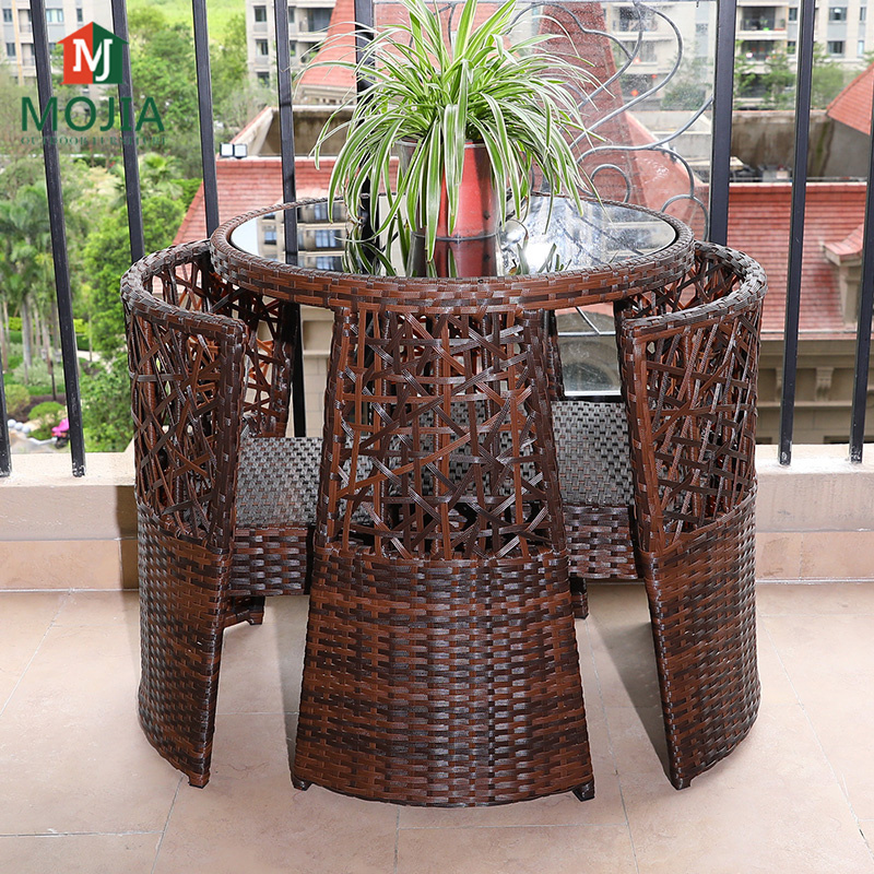 Balcony Rattan Table Set Outdoor Living Furniture muebles para jardin Garden Tea table & Chair