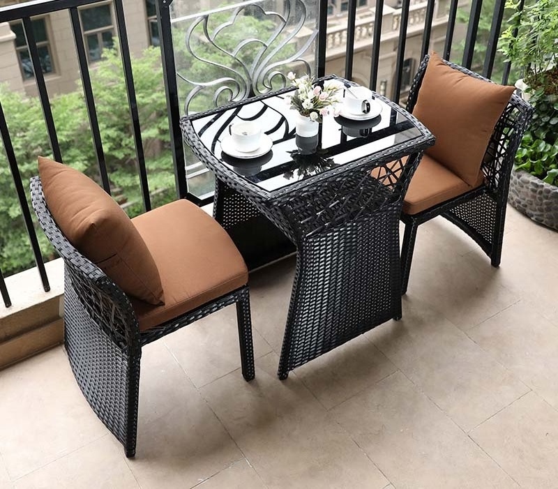 Modern Outdoor Furniture Space-saving PE Rattan Garden Chairs Modern Relaxing Patio Dining  Balcony Table Set