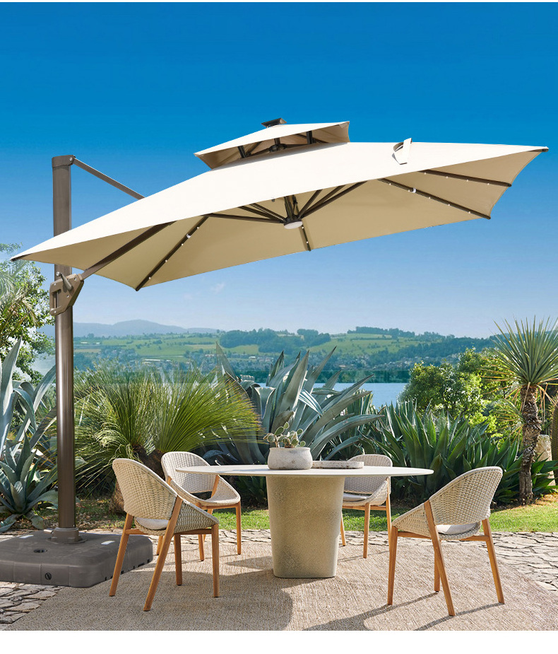 leisure ways custom design beach sunshade outdoor  big shelter umbrella parasol garden umbrellas with light ready stock