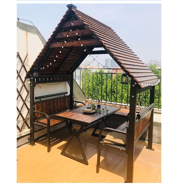 Wholesale bulk garden furniture outdoor house wood patio gazebo with table cheap wooden gazebos