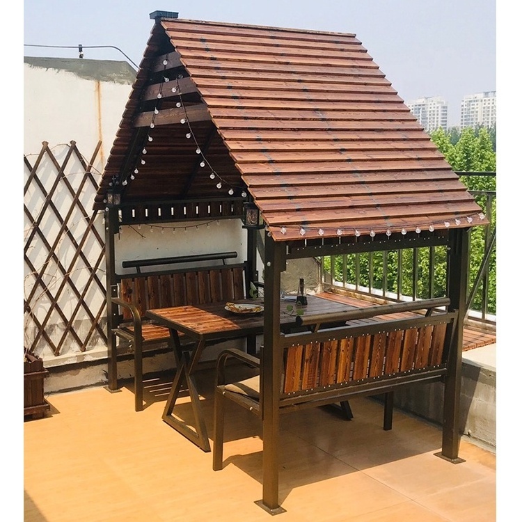 Wholesale bulk garden furniture outdoor house wood patio gazebo with table cheap wooden gazebos