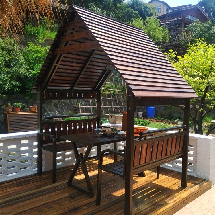 Wholesale bulk garden furniture outdoor house wood patio gazebo with table cheap wooden gazebos