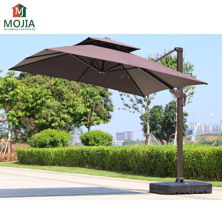 Outdoor garden tank base parasol hanging patio sun canvas parasol aluminum umbrella with your logo prints