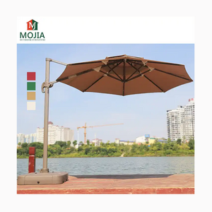 Outdoor shade cafe swingming pool restaurant 8ft round parasol aluminum offset umbrella for beach windproof