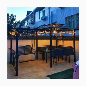 Luxury Cheap metal gazebo with swing chair seating table Hard Top Gazebos high quality Gazebo Pergolas