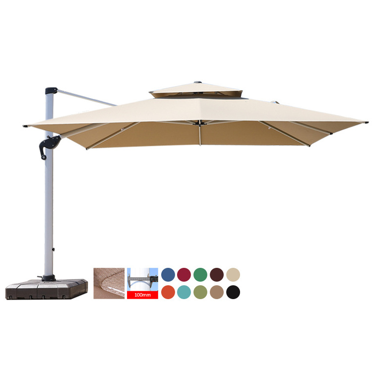 OEM Large umbrella patio garden 2.5/3/3.5/4m square parasol led cantilever umbrella 9ft windproof beach umbrellas wholesale