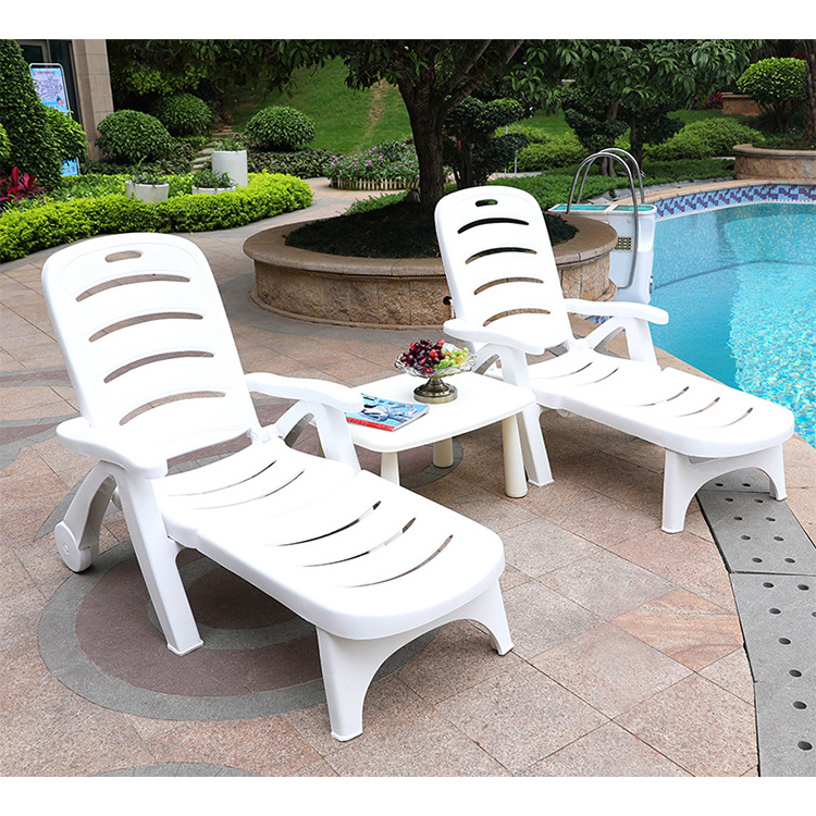 outdoor swimming pool Beach chair Plastic folding chairs indoor adjustable white chaise sun loungers