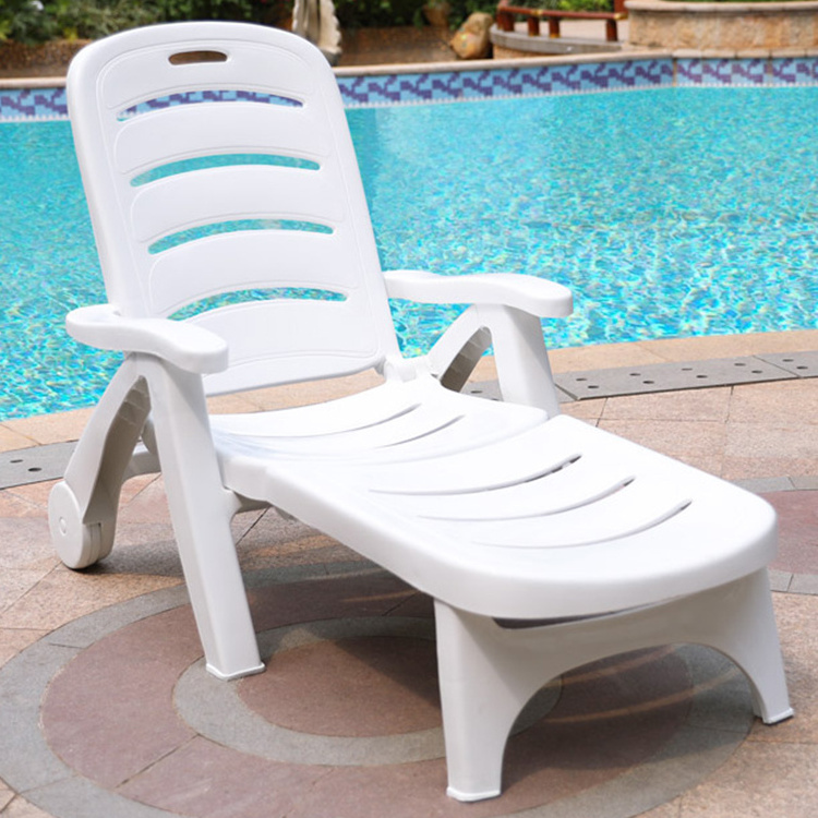 outdoor swimming pool Beach chair Plastic folding chairs indoor adjustable white chaise sun loungers