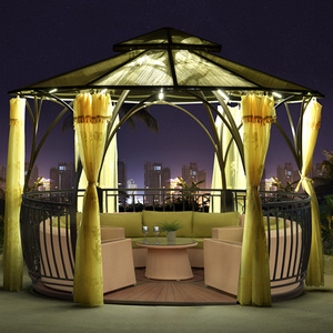 hot sale outdoor coated iron frame pergola dia 360cm with floor round gazebo 430cm metal frame hard top gazebos