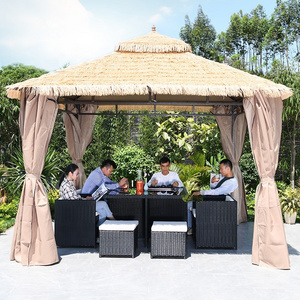 Gazebo Metal frame pavilion roof simulation thatched gazebo artificial artificial thatch roof pergola outdoor