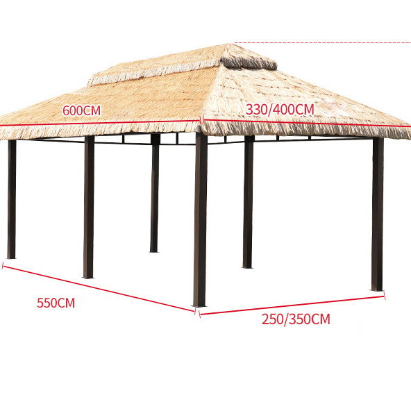 Gazebo Metal frame pavilion roof simulation thatched gazebo artificial artificial thatch roof pergola outdoor