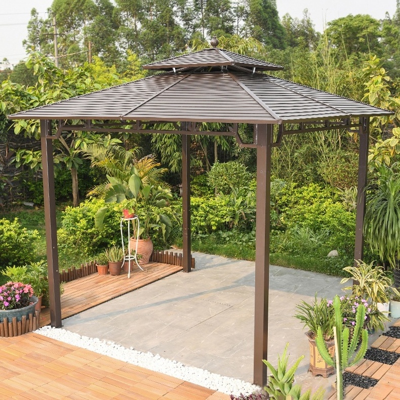 Luxury Outdoor Garden Metal Gazebo 3x3 with netting&curtain Hard Top Pergolas Gazebos