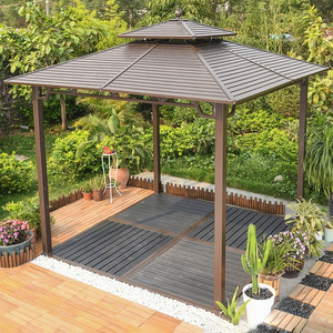 Luxury Outdoor Garden Metal Gazebo 3x3 with netting&curtain Hard Top Pergolas Gazebos