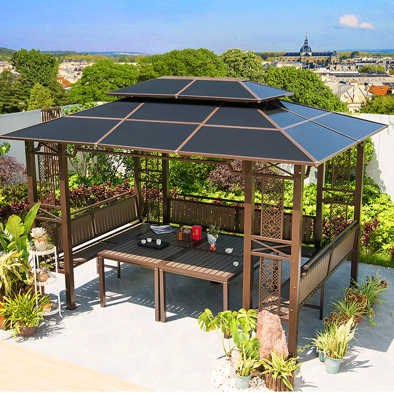 all weather garden roof gazebo legno usato modern aluminum Balcony Pergola Pergolas prefabricated outdoor patio Gazebos PERGOLA