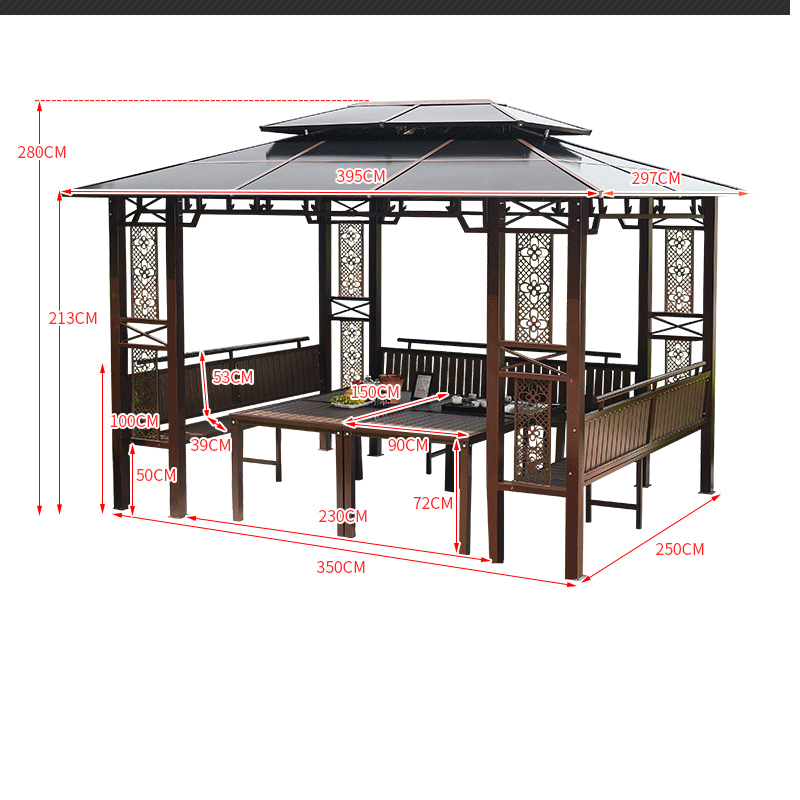 all weather garden roof gazebo legno usato modern aluminum Balcony Pergola Pergolas prefabricated outdoor patio Gazebos PERGOLA