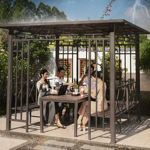 luxury pavilion garden gazebo waterproof leisure Aluminum PC flat roof PERGOLA Factory price sunshade outdoor gazebos 3X3 3X4