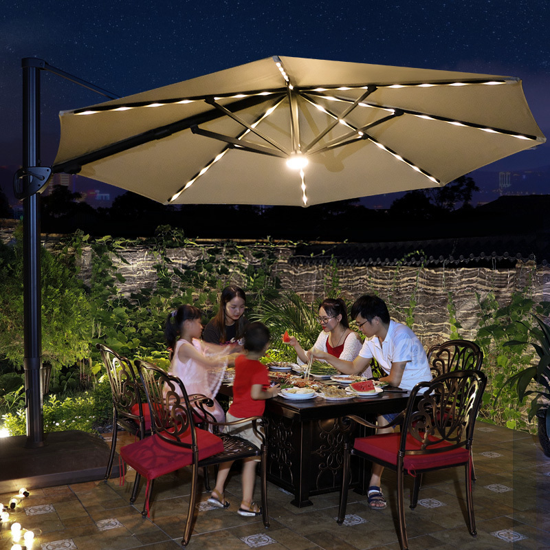 3.5m umbrella for garden solar powered led patio parasol large outdoor umbrellas with200KG base factory roma Restaura umbrella