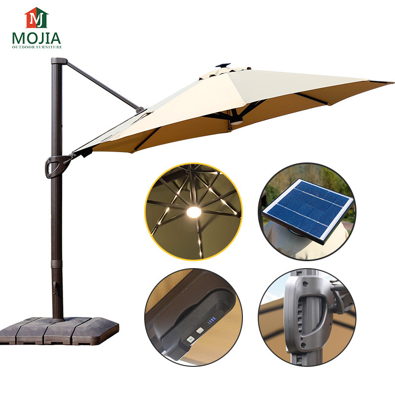 3.5m umbrella for garden solar powered led patio parasol large outdoor umbrellas with200KG base factory roma Restaura umbrella