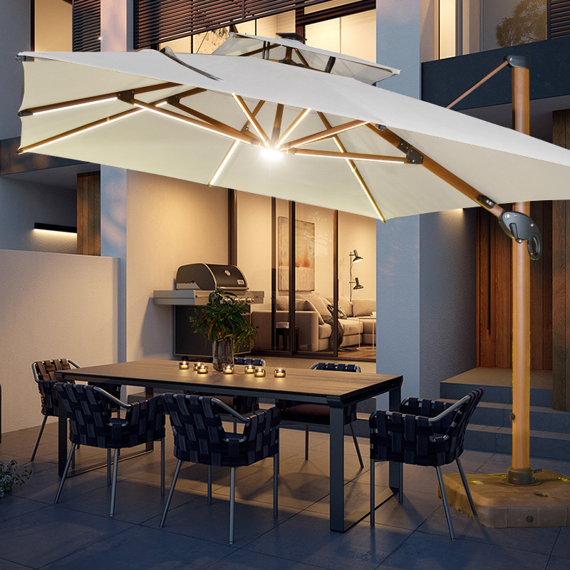 sombrilla de playa pied de parasol tuin striped patio garden outdoor umbrella 4M big size with stand giant parasol with light