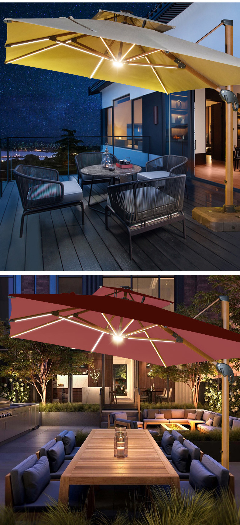 sombrilla de playa pied de parasol tuin striped patio garden outdoor umbrella 4M big size with stand giant parasol with light