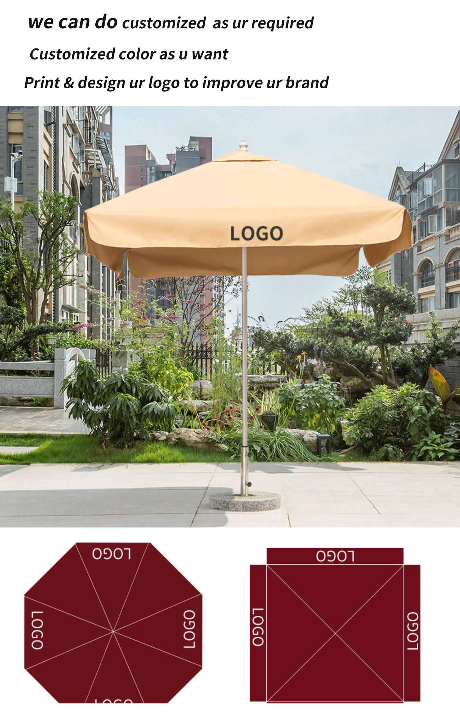 parasol with solar panel outdoor garden large umbrella 15ft patio beach parasols umbrella table chair set parasol3X3M logo print