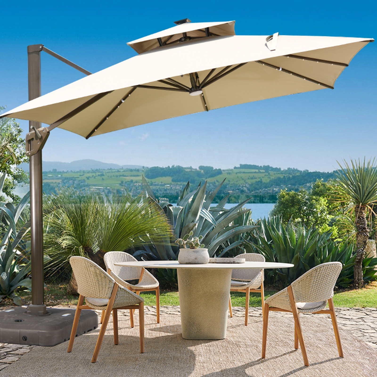 Big Size Commercial Umbrella 3*4 M 3*3M Square Pool Parasol Garden Outdoor Strong Umbrellas with Easy To Open And Close