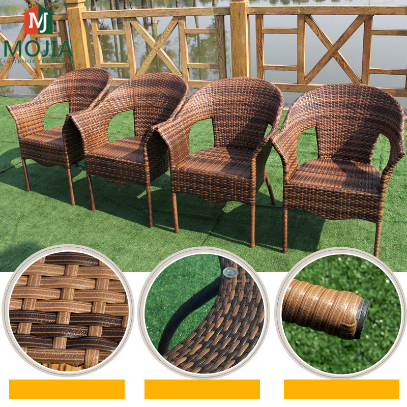 Garden Set Cafe Wicker Rattan Chair Outdoor Furniture Comfortable Patio Chair Leisure Bistro Table Balcony Table & Chair