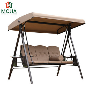 Outdoor Patio Swing Chair Canopy Swing with 3 Removable Cushion Seats and Weather Resistant Powder Coated Steel Frame