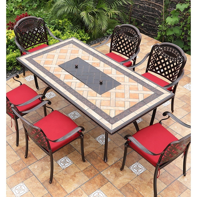 dining room sets 8 chairs table furnitureOutdoor picnic Seat Rectangular Dining Set poolside barbecue Table&Chair Fire Pit Table