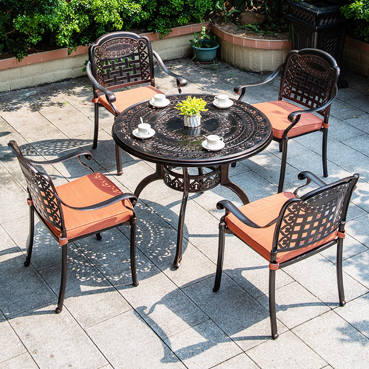 7pcs cast aluminum patio furniture outdoor metal table for backyard garden KD furniture set outdoor dining chair balcony table