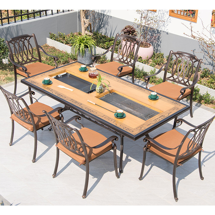 family BBQ table set friend college BBQ smokeless table and chairs