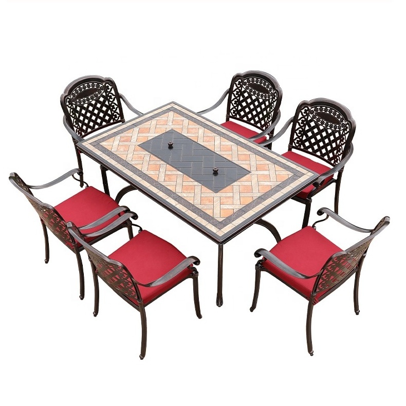 dining room sets 8 chairs table furnitureOutdoor picnic Seat Rectangular Dining Set poolside barbecue Table&Chair Fire Pit Table