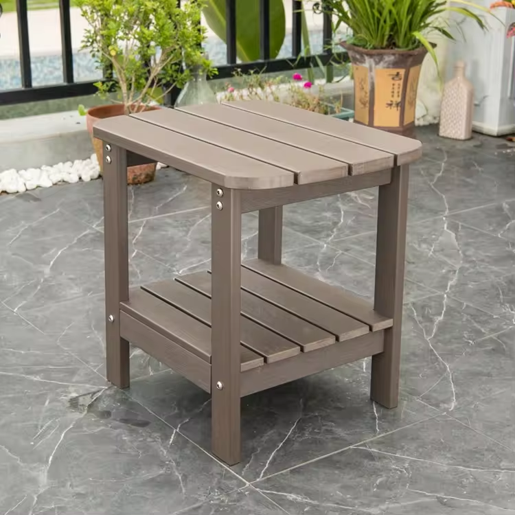 [MOJIA]Plastic Wood Side Composite Table Set Mini Coffee Table With Pedals Adirondack Chairs Top2 A-mazon Selling