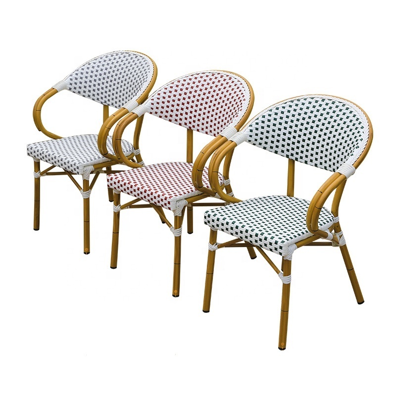 outdoor furniture garden chairs set plastic 2020 Cheap French Bistro Chairs Set Multi Color PE Rattan outdoor restaurant Chair