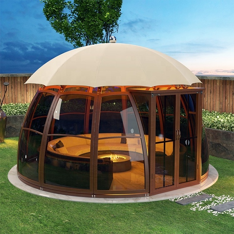 UFO shape gazebo outdoor aluminum garden polyester roof gazebo with PC Waterproof Board