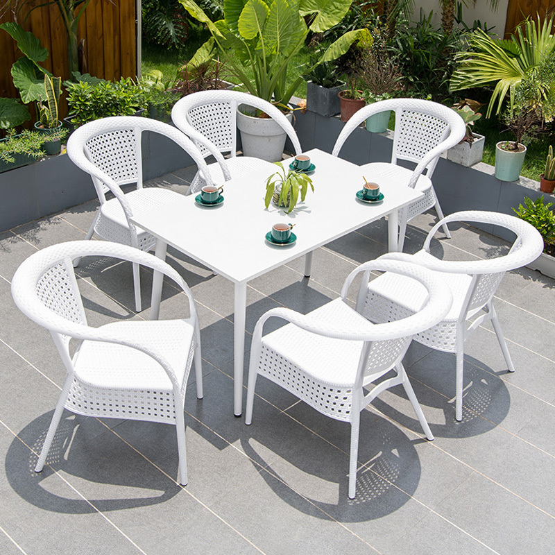 garden rattan woven wicker black chairs outdoor patio furniture armchairs aluminum frame leisure table and chair balcony furnitu