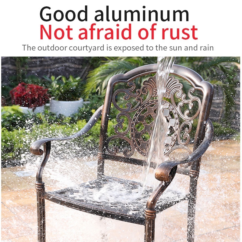 Wholesale Cast Metal Aluminum Frame Garden Arm Chair Table Outdoor Furniture Dining Set BBq Table