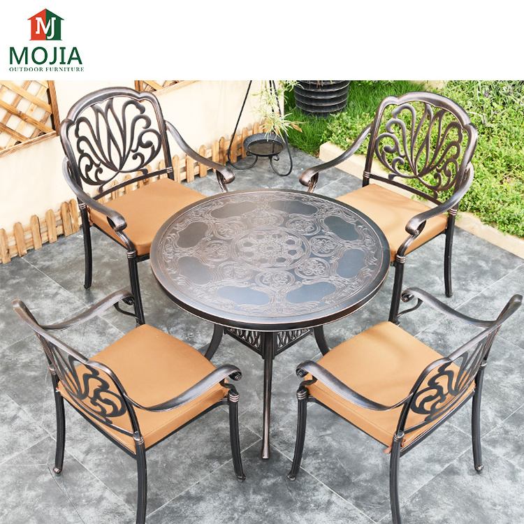 outdoor furniture leisure 5pcs metal chairs set aluminum dining table and chair garden sets